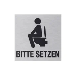 Metafranc Hinweisschild Bitte hinsetzen Aluminium grau