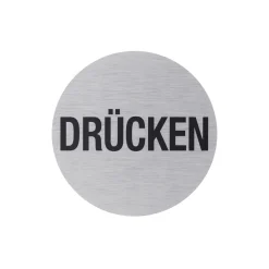 Hinweisschild Drücken Aluminium grau*Metafranc Online