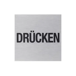 Metafranc Hinweisschild Drücken Aluminium grau