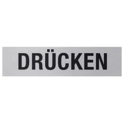 Metafranc Hinweisschild Drücken Aluminium grau