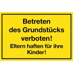 Metafranc Verbotsschild Betreten verboten Kunststoff gelb