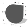 Metallbodenplatte Tropfenform 110 x 110 cm schwarz