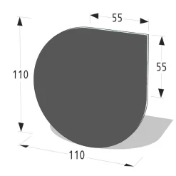 Metallbodenplatte Tropfenform 110 x 110 cm schwarz
