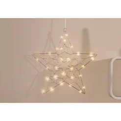 Metallstern 30 LEDs hängend batteriebetrieben AA gold 18 cm* Outlet