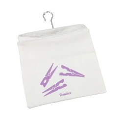 Wäscheklammerbeutel Peggy mit Haken weiß-lila^Metaltex