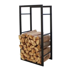 Kaminholzhalter Schwarz Pulverbeschichtet L45xB30xH96cm*MyFireTool Online