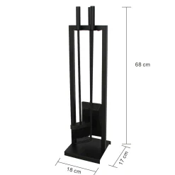 MyFireTool Kaminofenbesteck, 3tlg., Farbe: Schwarz, pulverbeschichtet
