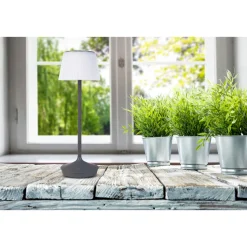 Solar-Tischleuchte Emmi grau mit Akku 13x13x38cm dimmbar*näve Clearance