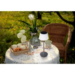 Solar-Tischleuchte Emmi grau mit Akku 13x13x38cm dimmbar*näve Clearance