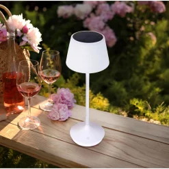 Solar-Tischleuchte Emmi weiß mit Akku 13x13x38cm dimmbar^näve Clearance