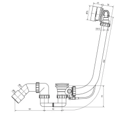 Ab- u Überlaufgarnitur chrom für Eckwanne mit Wassereinlauf*Ottofond