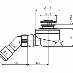 Ottofond Ablauf für Brausetasse Tasso 50 chrom