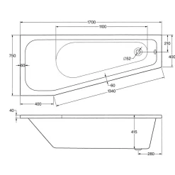 Badewanne Koala Vario B 1700 x 750 mm weiß*Ottofond Sale