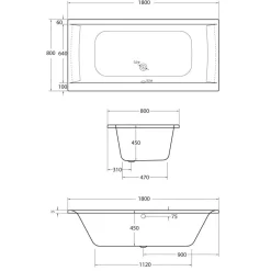 Ottofond Badewanne Rosa 180 x 80 cm weiß