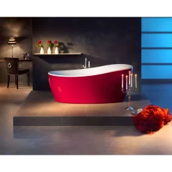Freistehende Badewanne Aviva 180 x 85 cm bordeaux/weiß^Ottofond Outlet