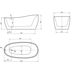 Freistehende Badewanne Aviva 180 x 85 cm bordeaux/weiß^Ottofond Outlet