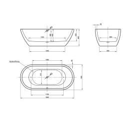 Freistehende Badewanne Carney 190 x 89,5 cm weiß^Ottofond