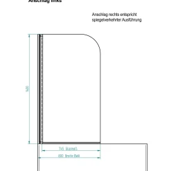 Wannenaufsatz 1400 x 800 mm Echtglas Montage rechts*Ottofond Sale