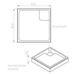 Ottofond Wannenträger Samos 90 x 90 cm