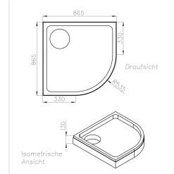 Wannenträger Viertelkreis 90 x 90 cm Radius 550*Ottofond Sale