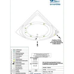Ottofond Whirlpool-Eckwanne 136 cm weiß mit Whirlpool Typ 1 chrom