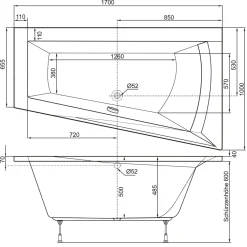 Ottofond Whirlpool-Komplettset Galia Mod A 170 x 100 cm inklusive Farblichtwechsler