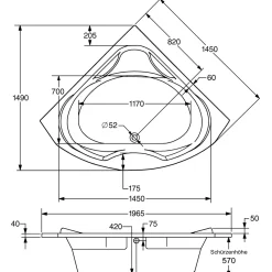Ottofond Whirlpool-Komplettset Madras 145 cm weiß inklusive Farblichtscheinwerfer