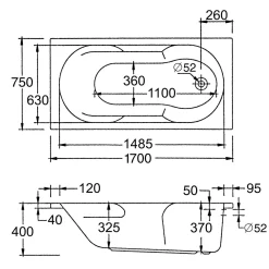 Whirlpool-Set Nixe 170 x 75 cm weiß/chrom Typ 1*Ottofond Best