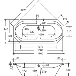 Whirlpool-Set Sicilia 170 x 75 cm weiß/chrom Typ 1^Ottofond New