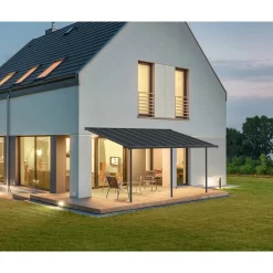 Palram Canopia Capri Alu Terrassenüberdachung Polycarbonat 3x5,6 m grau
