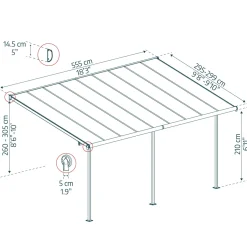Palram Canopia Capri Alu Terrassenüberdachung Polycarbonat 3x5,6 m grau