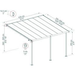 Palram Canopia Capri Alu Terrassenüberdachung Polycarbonat 3x4,3 m grau