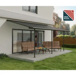 Palram Canopia Capri Alu Terrassenüberdachung Polycarbonat 3x6,2 m grau