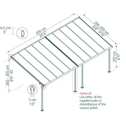 Palram Canopia Capri Alu Terrassenüberdachung Polycarbonat 3x6,2 m grau