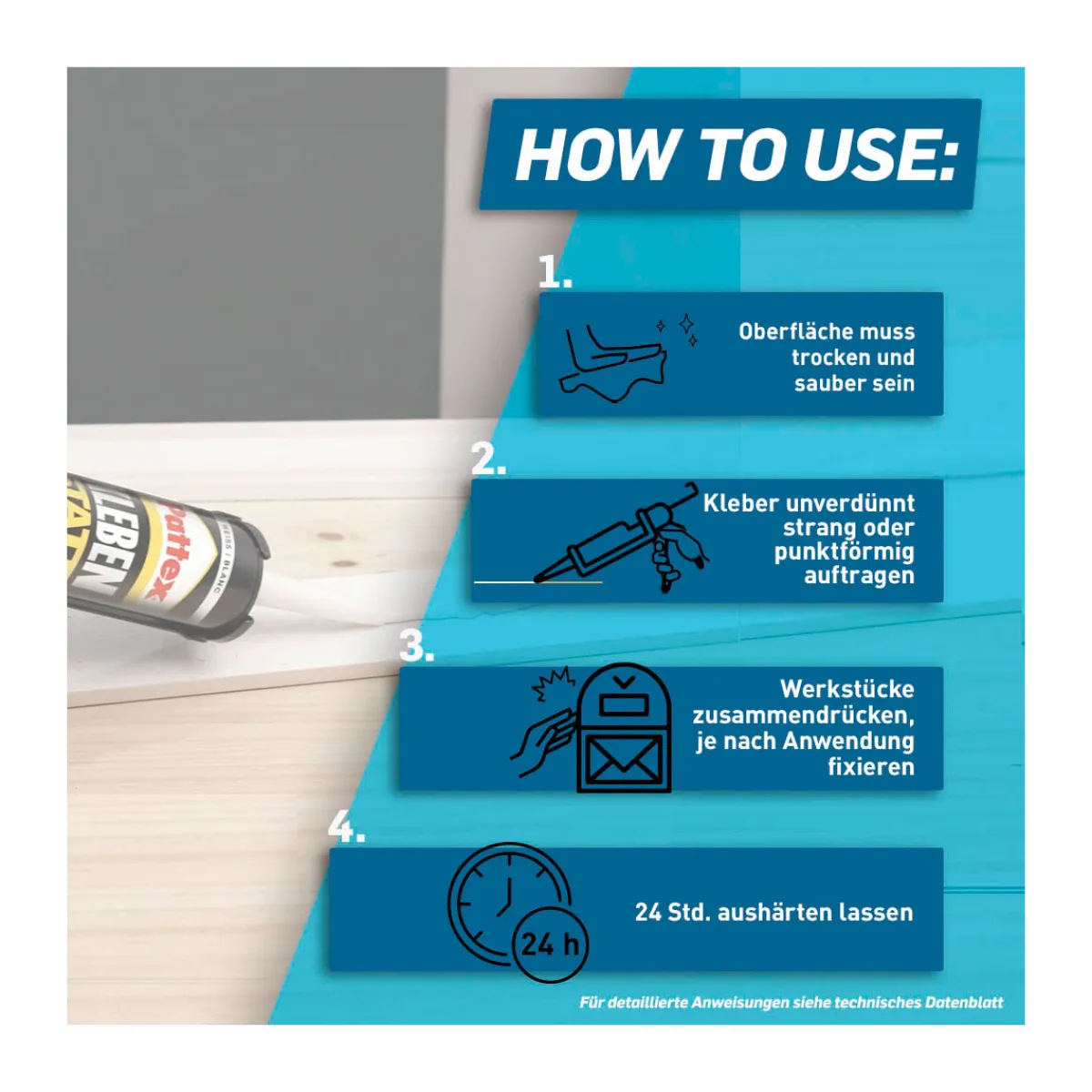 Pattex Montagekleber Kleben statt Bohren Innen und Außen 450 g