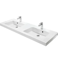 Mineralmarmor-Waschtisch Volterra weiß Fokus 5015 148,2 x 7,6 x 50,8 cm^Pelipal Clearance