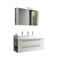 Badmöbel DOMUS 120 Ulme creme mit Spiegelschrank und Lampe*Progetto Idea Stella Sale