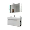 Badmöbel DOMUS 100 weiß mit Spiegelschrank und Lampe*Progetto Idea Stella Hot