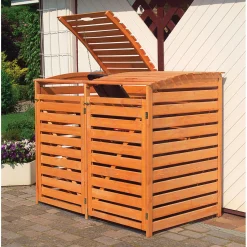 Mülltonnenbox Vario III für 2 Tonnen braun*Promadino Discount