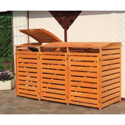 Mülltonnenbox Vario III für 3 Tonnen honigbraun*Promadino Sale