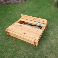 Sandkasten Donald 100 x 100 cm klappbare Abdeckung*Promadino Hot