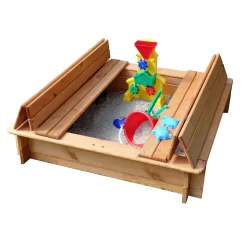 Sandkasten Donald 100 x 100 cm klappbare Abdeckung*Promadino Hot