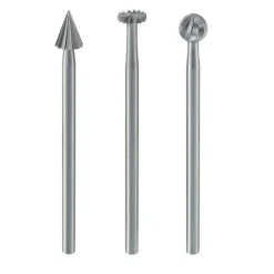 Proxxon Micromot Feinfräsersatz Wolfram-Vanadiumstahl 3- teilig Rad Kugel Kegel