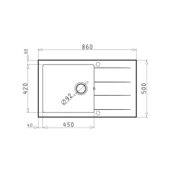 Einbauspuele ATHLOS PLUS 86 x 50 cm 1B 1D Iron grey*Pyramis Outlet