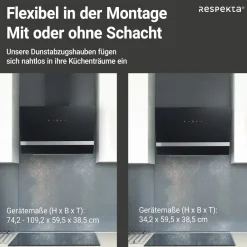 Respekta Design-Schrghaube Hera CH24060SAM 60 cm Schwarz