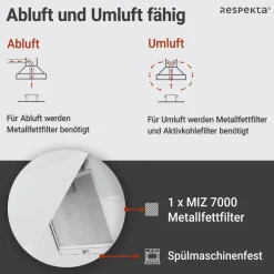 Respekta Kopffreie Schräghaube Leila Glas weiß 60 cm