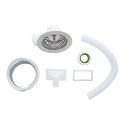 Respekta Spuele Edelstahl 49 cm inkl. Ab- und Ueberlaufgarnitur