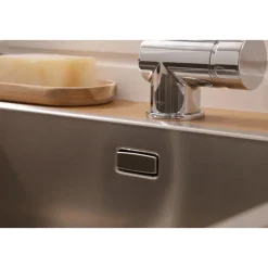 Respekta Spuele Edelstahl 49 cm inkl. Ab- und Ueberlaufgarnitur