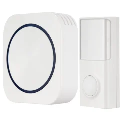 Funk-Gong mit Taster kompakte Bauform mit Licht 58 Melodien 50m weiß*REV Ritter Sale