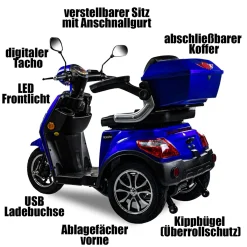 Rolektro E-Dreiradroller„25 V.3“ 1000 W, blau